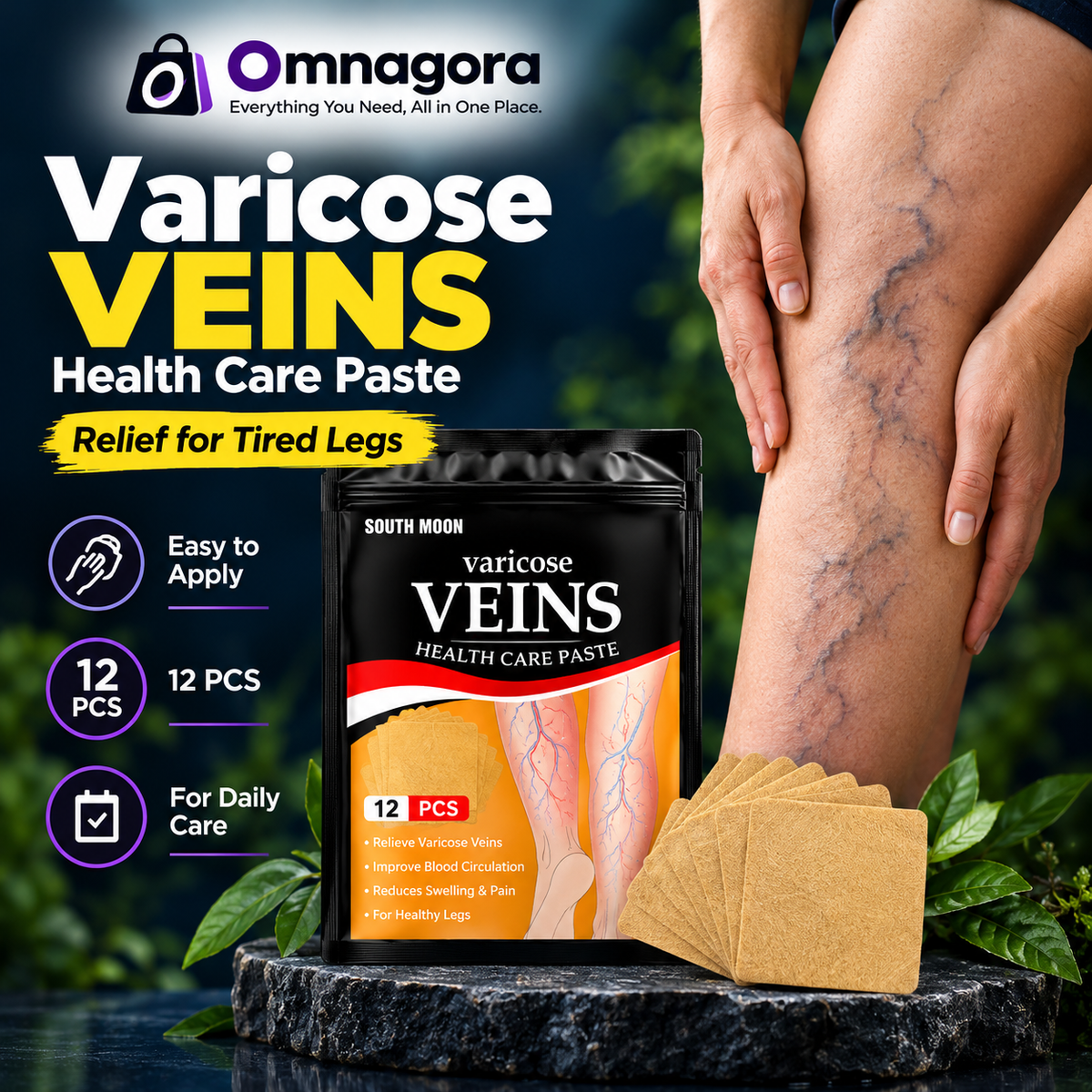 12 PCS Varicose Veins Patch – Leg Care Patches, Easy-to-Apply Skin Patches for Daily Personal Care