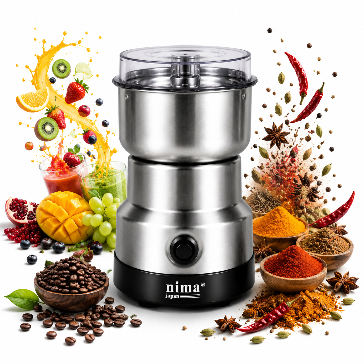 2 in 1 Grinder Stainless Steel Electric Machine Nima & Raf Electric Grinder 4 Blades