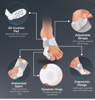 Bunion Corrector for Women & Men – Adjustable Big Toe Support Brace, Hinged Design with Cushioned Lining